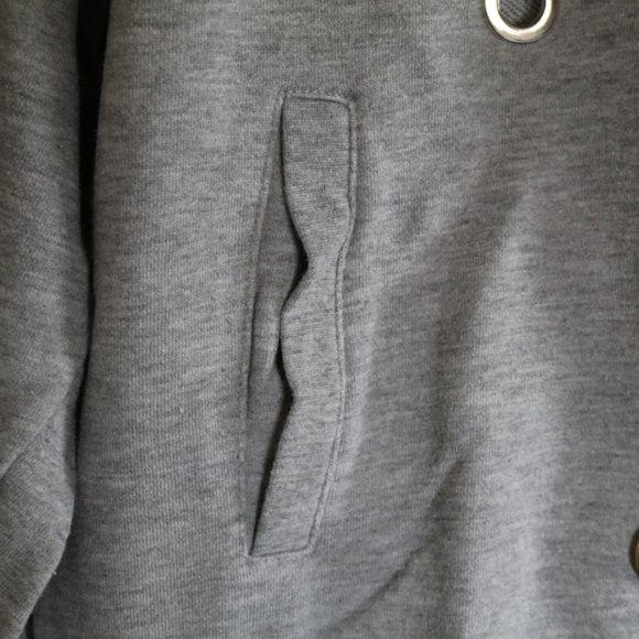 Anthropologie || Philosophy Heather Gray Grommet Crop Sweatshirt Hoodie - Size L - Picture 8 of 16